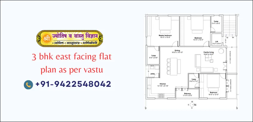 3 bhk east facing flat plan as per vastu