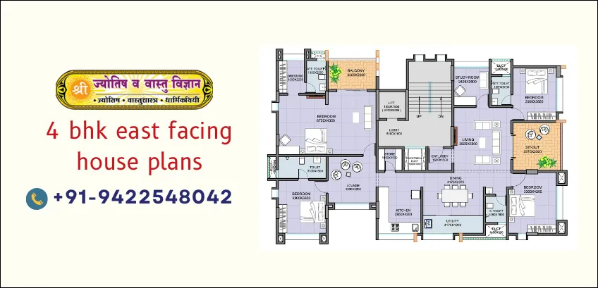 4 bhk east facing house plans